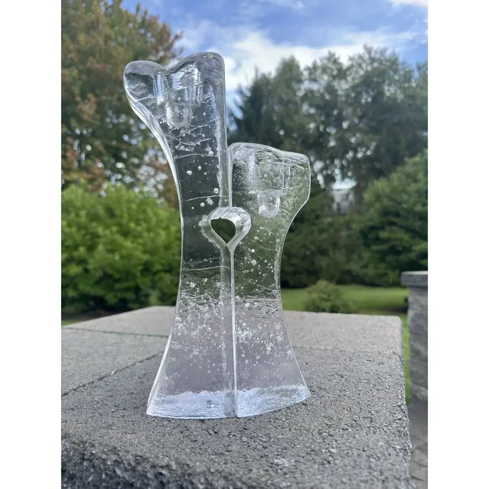 VTG Kosta Boda Connect 2 Candle Holders 12” & 9” Scandinavian Art Glass SWEDEN